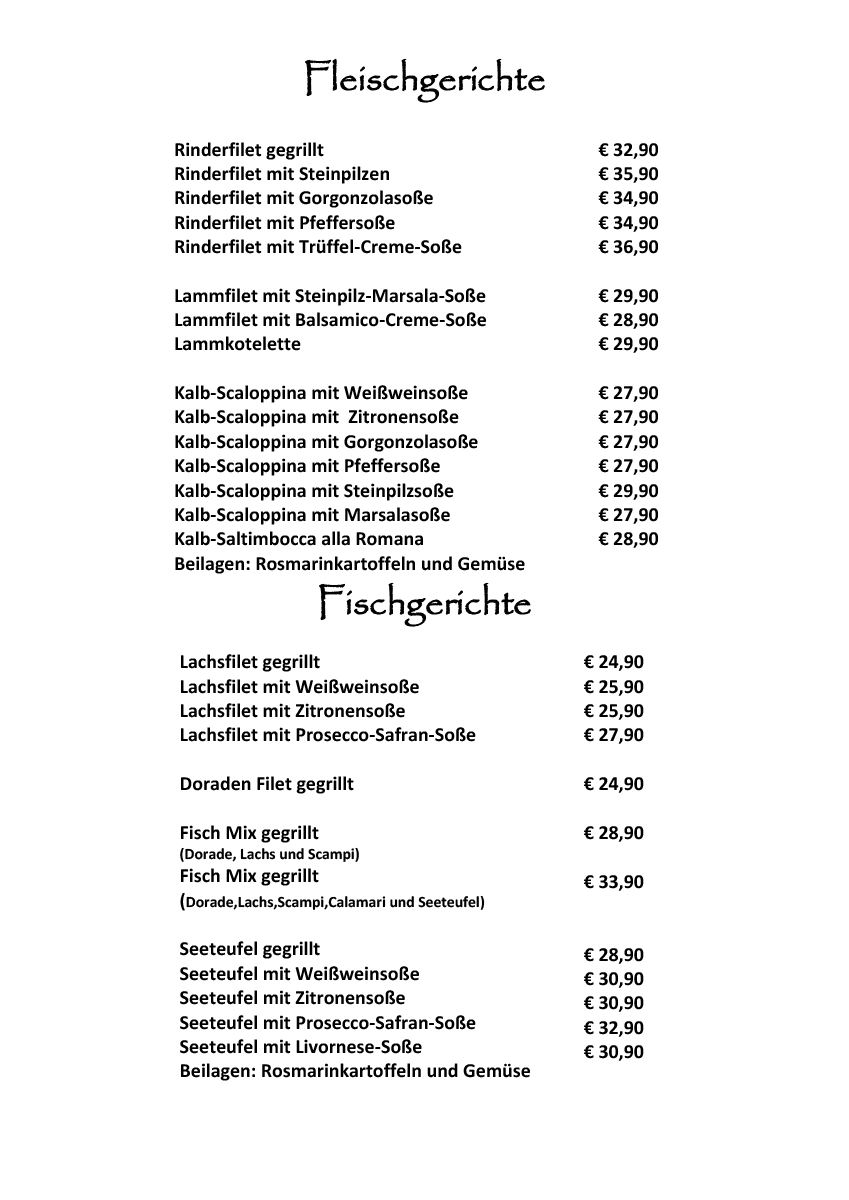 Fisch Fleischkarte ab September 2025